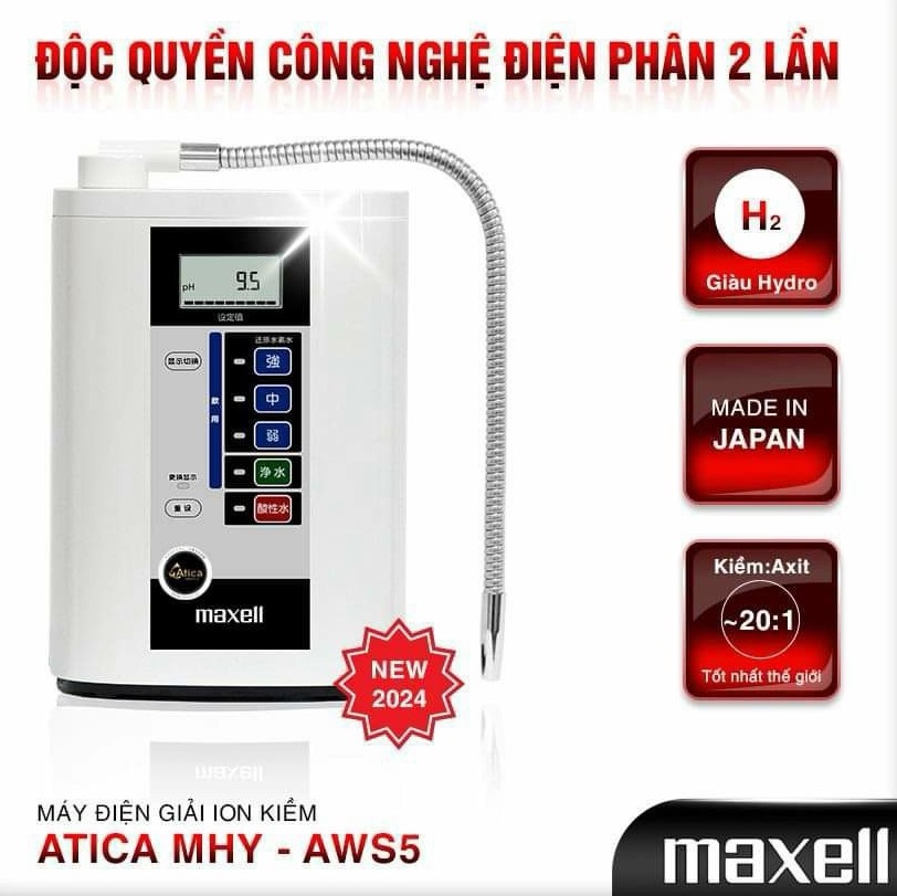 Máy lọc nước ion kiềm giàu Hydro Atica Maxell MHY-AWS5 – Phiên bản Quốc Tế